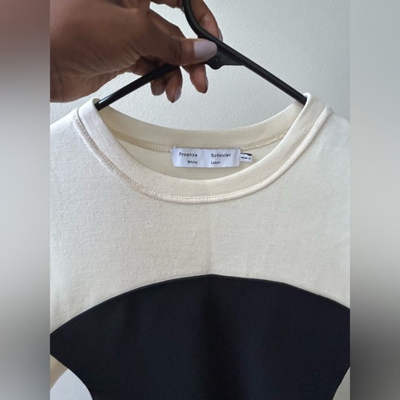 Proenza Schuler White Label Black and Cream Colorblock Short Sleeve Top - Size 2 - Picture 3 of 5